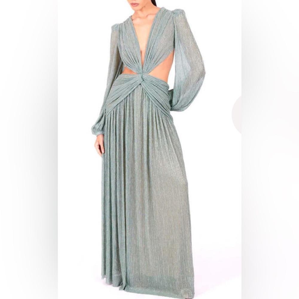 PatBO Seafoam Lurex Cutout Gown